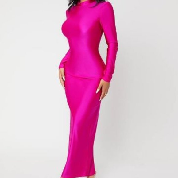 Hot Pink Long Dress - Picture 2 of 3